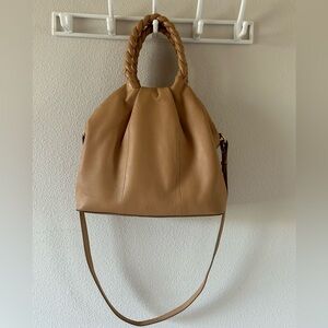 Vince Camuto 100% Leather Jordy Tote With Crossbody Strap Sandstone